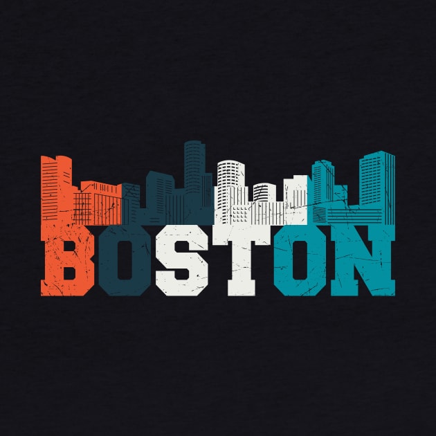 Boston Skyline Retro Cityscape by Foxxy Merch